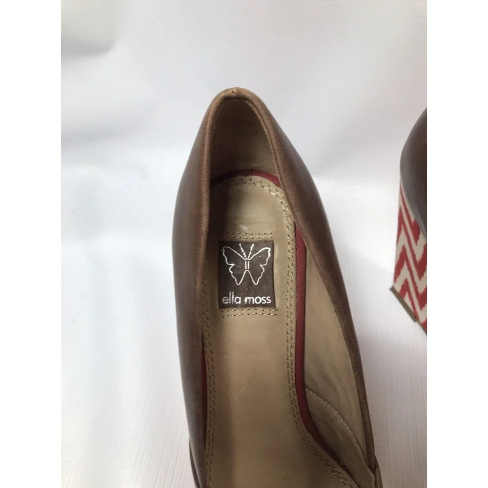 Ella Moss Leather Platform Wedge Chevron Heels Size 7m